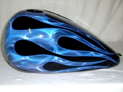 Blue Real Fire inside Flames over Black Picture