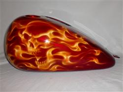 Real Fire Skulls on Red Candy Picture