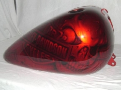 Candy Red H-D Bar & Shields with Skulls Picture